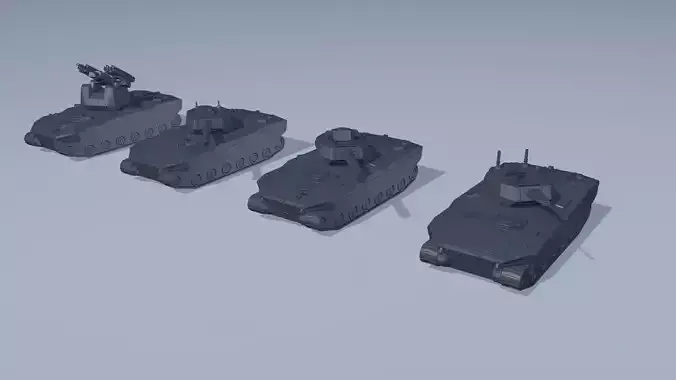 A set of armored infantry vehicles Low-poly 3D model