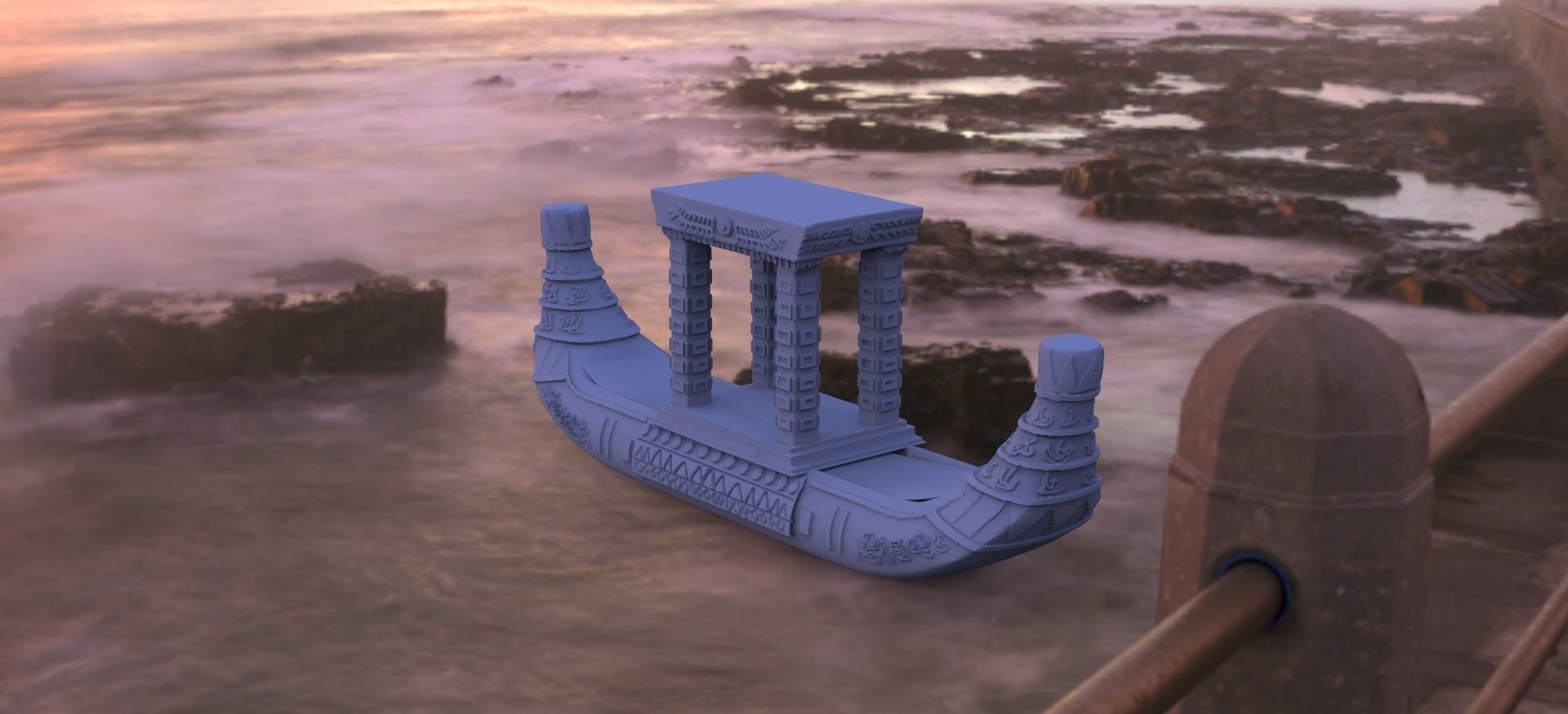 Egyptian Pharaoh Boat Ornate 3D model_2