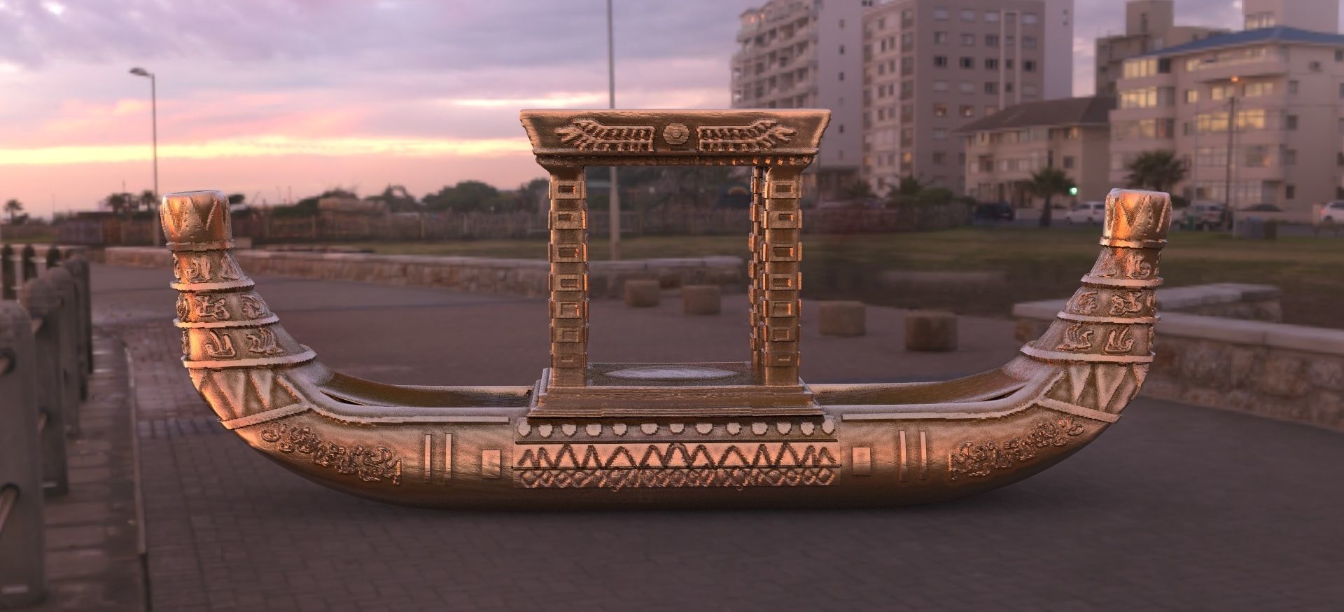 Egyptian Pharaoh Boat Ornate 3D model_1