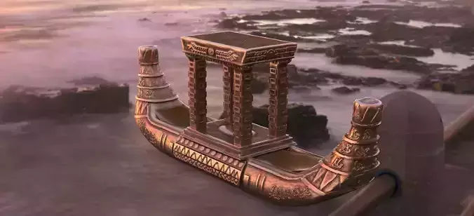 Egyptian Pharaoh Boat Ornate 3D model