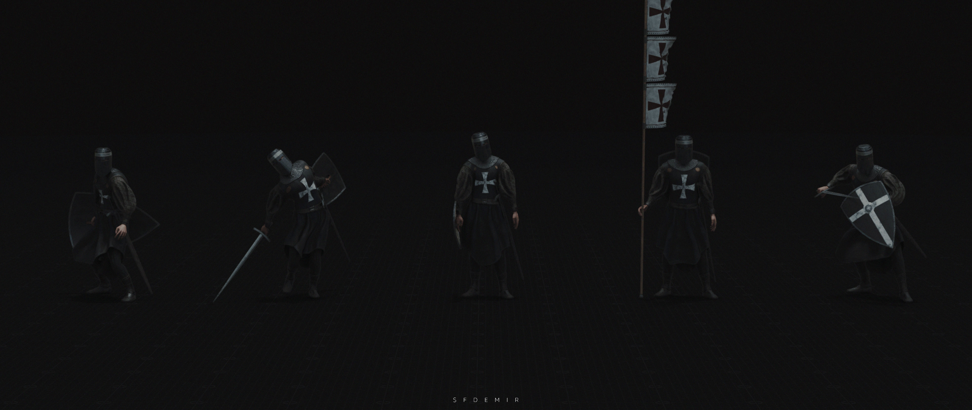 Medieval Knight Kitbash Collection Low-poly 3D model_25
