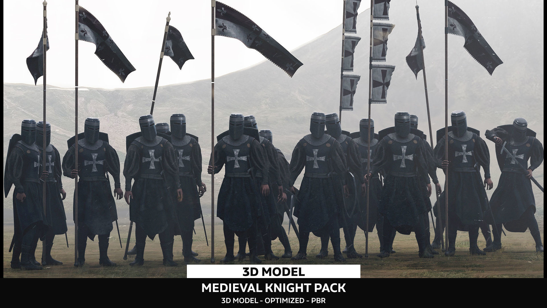 Medieval Knight Kitbash Collection Low-poly 3D model_3