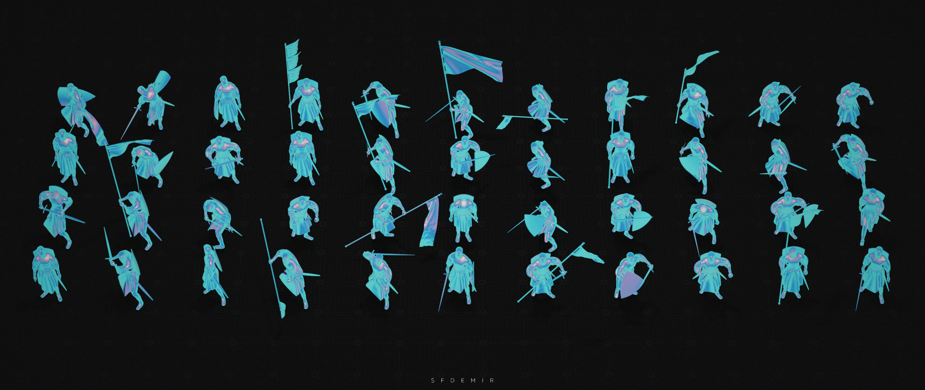 Medieval Knight Kitbash Collection Low-poly 3D model_9