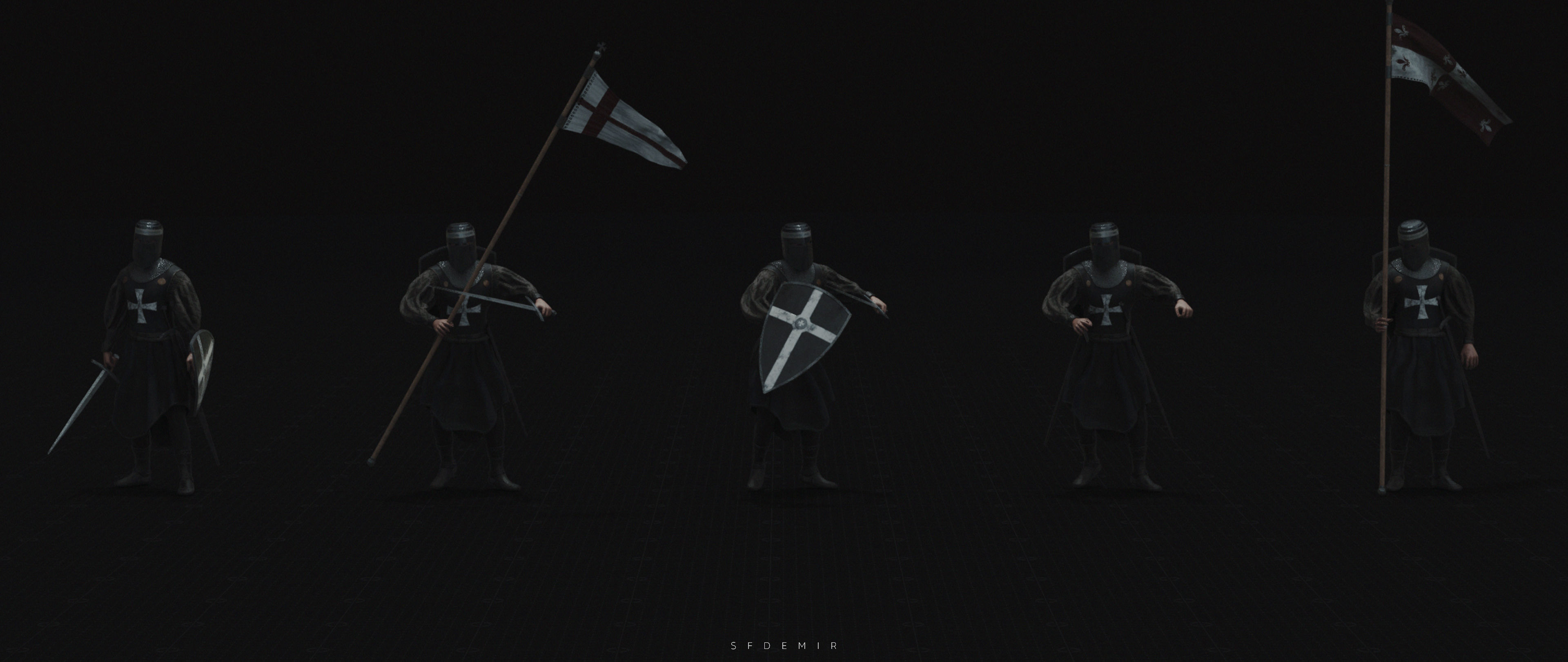 Medieval Knight Kitbash Collection Low-poly 3D model_20