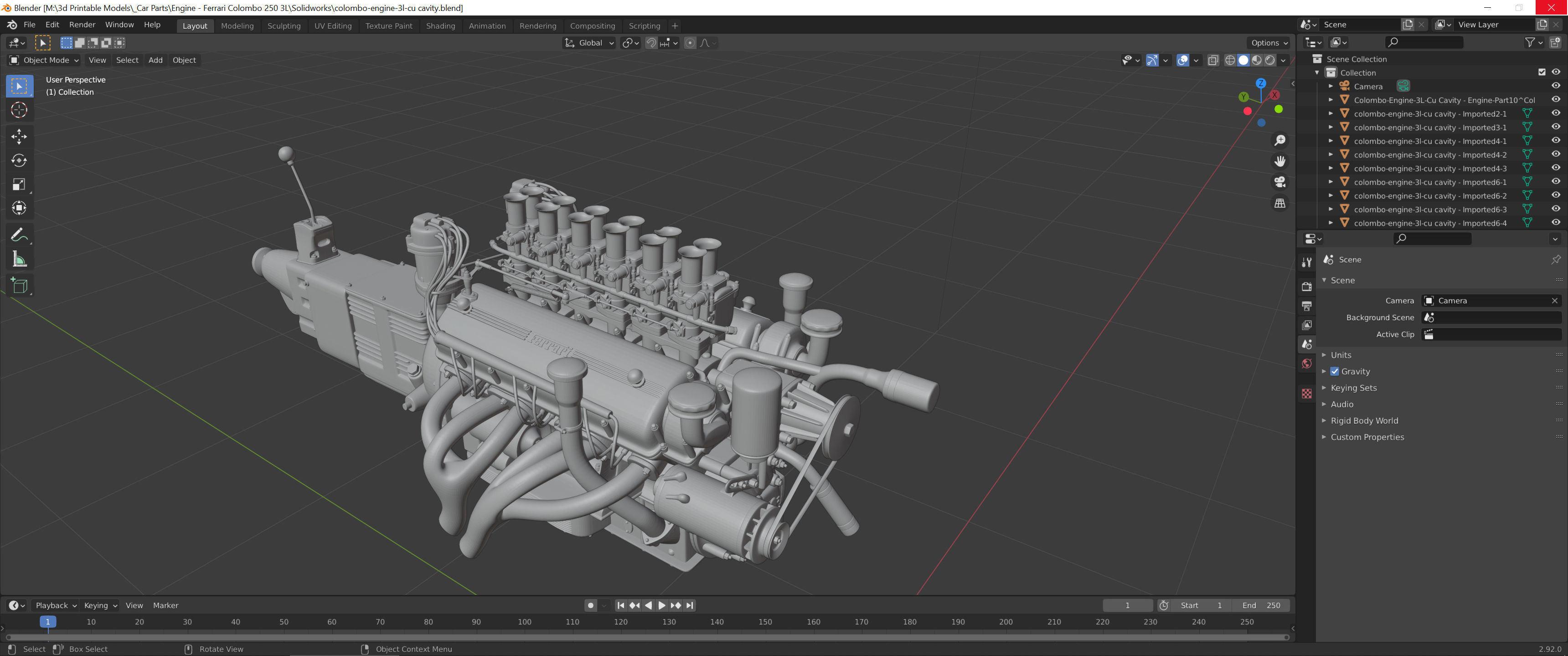Ferrari Colombo 250 Engine - 3 liter 3D print model_20