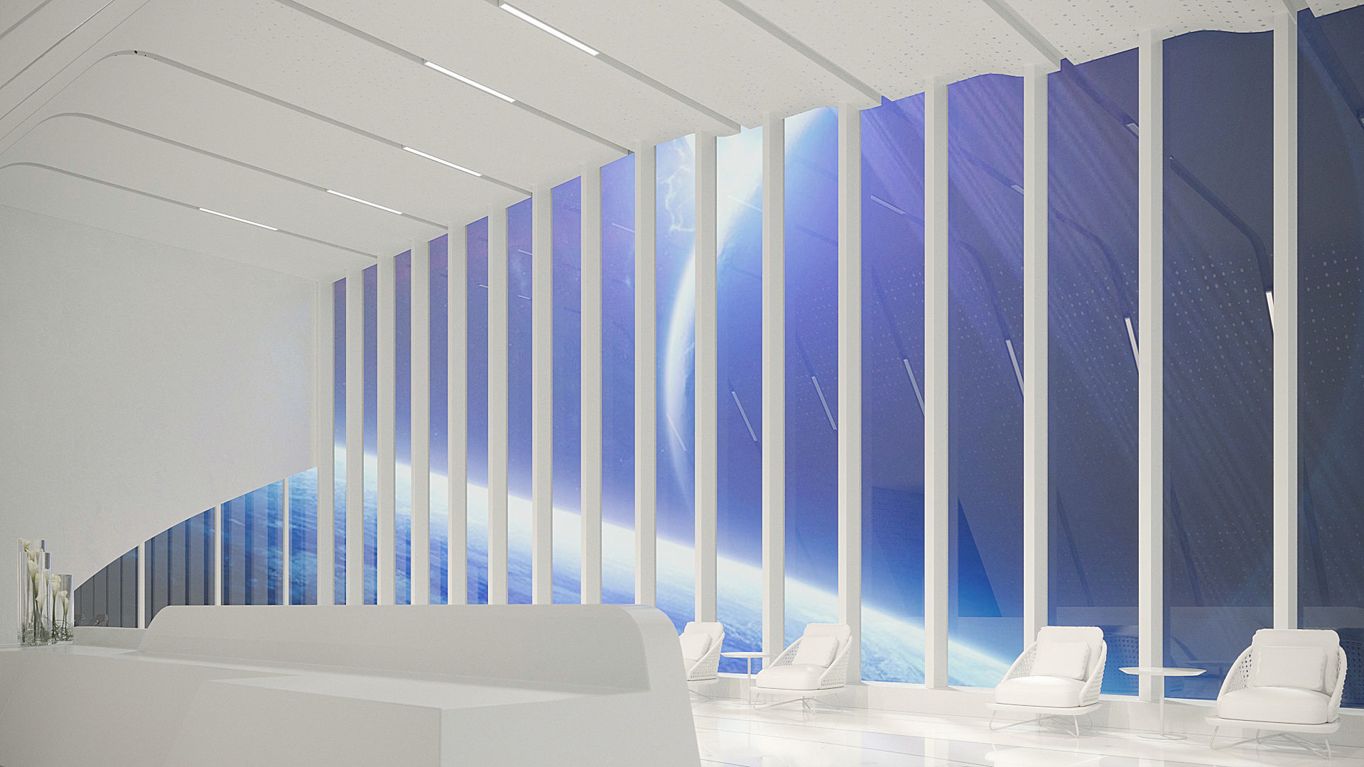 Sci-fi white interior 03 3D model_2