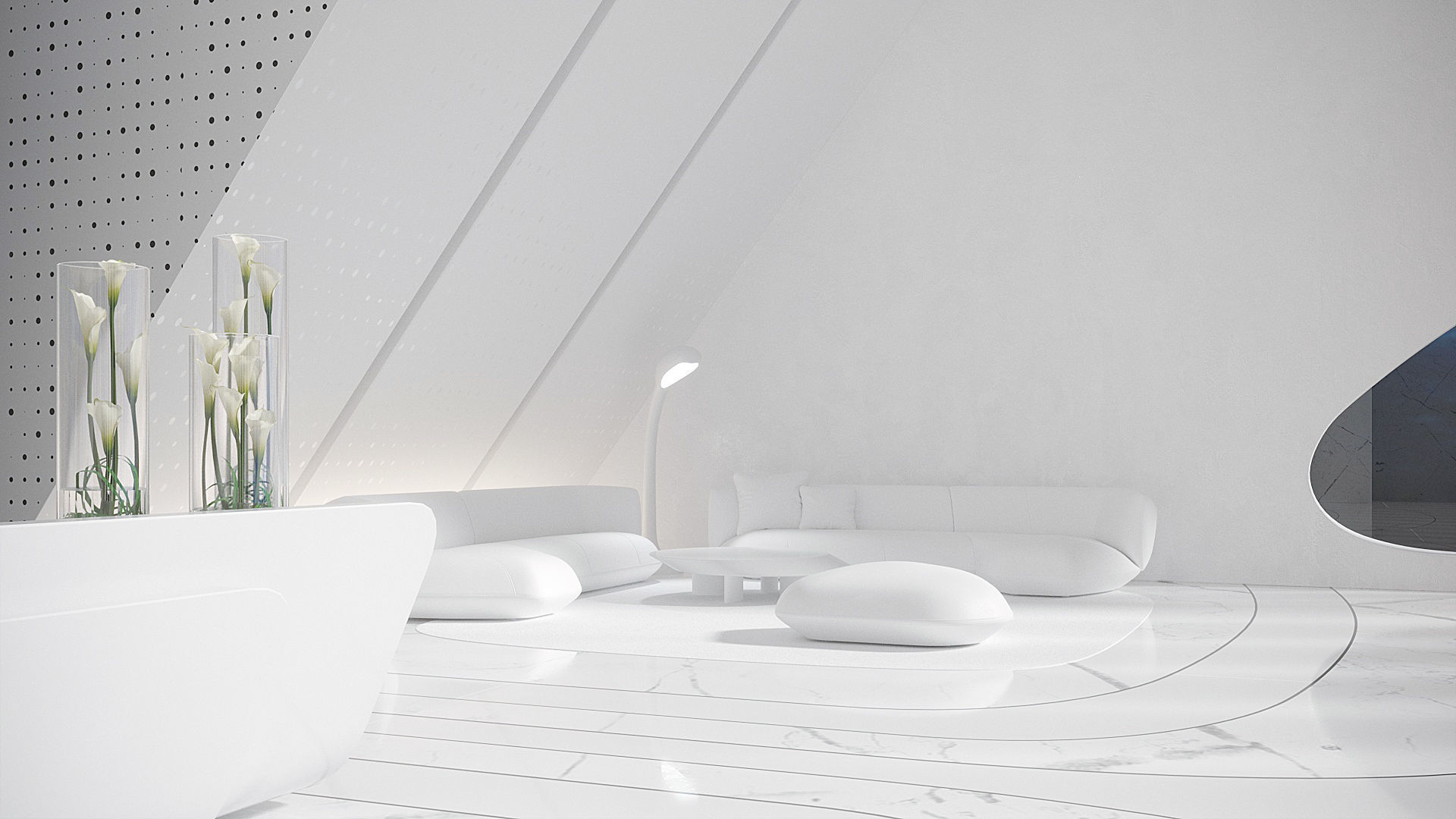 Sci-fi white interior 03 3D model_1