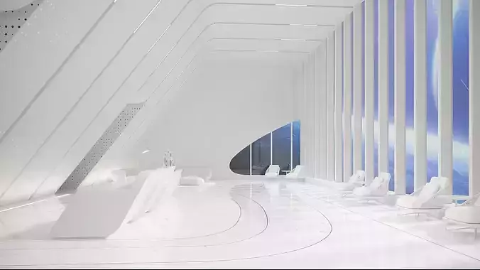Sci-fi white interior 03 3D model