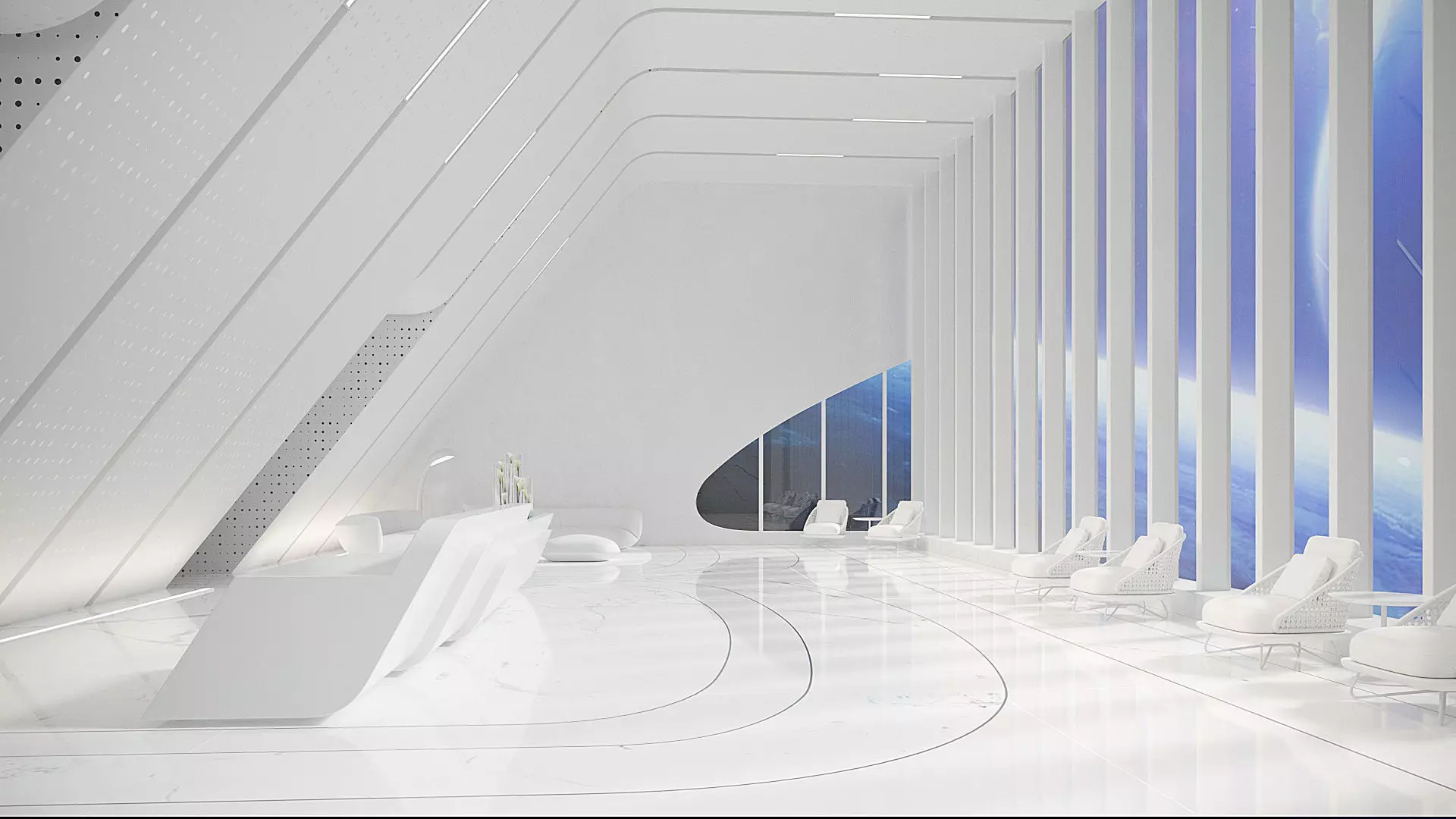 Sci-fi white interior 03 3D model_0