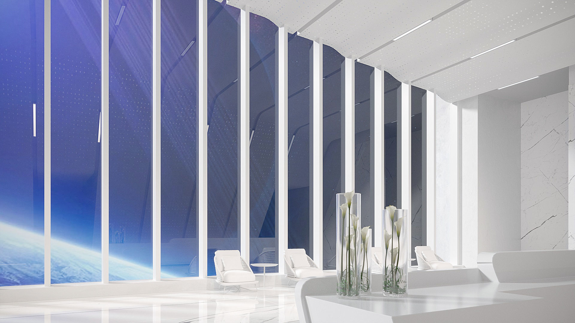 Sci-fi white interior 03 3D model_4
