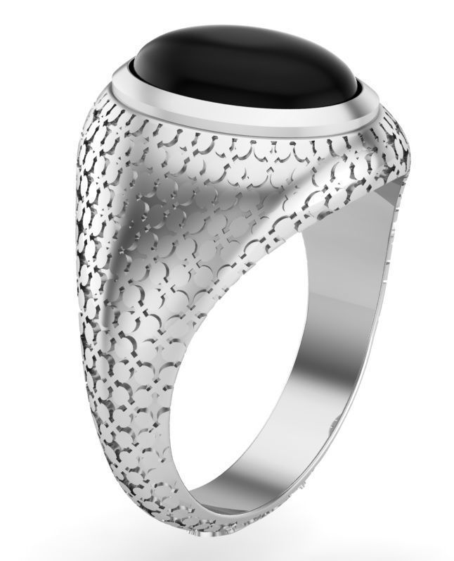 mens signet ring with black onyx stone 3D print model_5