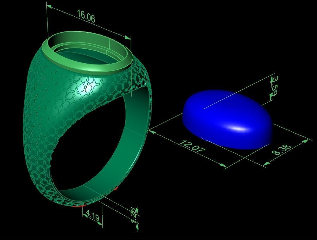 mens signet ring with black onyx stone 3D print model_9