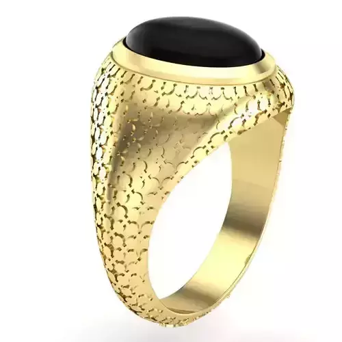 mens signet ring with black onyx stone 3D print model