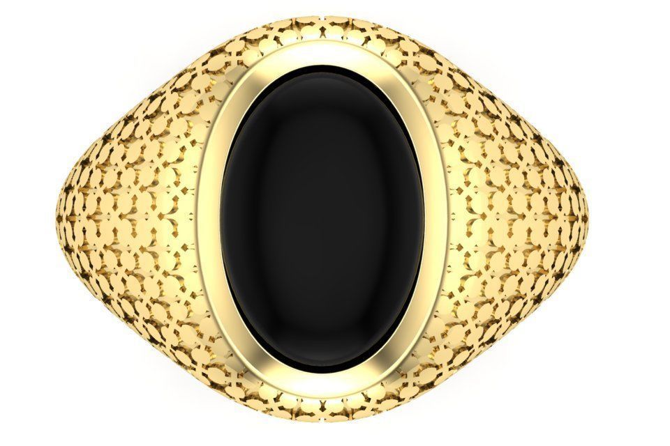 mens signet ring with black onyx stone 3D print model_2