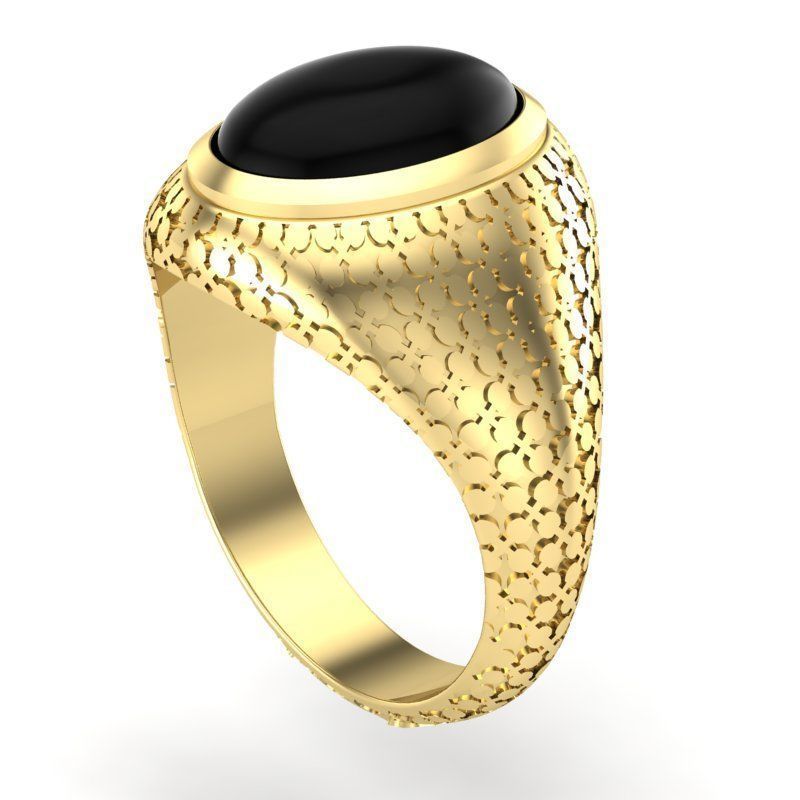 mens signet ring with black onyx stone 3D print model_6