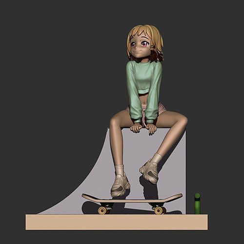 Skateboard Girl Figure 3D model