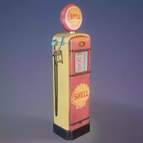 Shell Old Gas Station Pump Low-poly 3D model