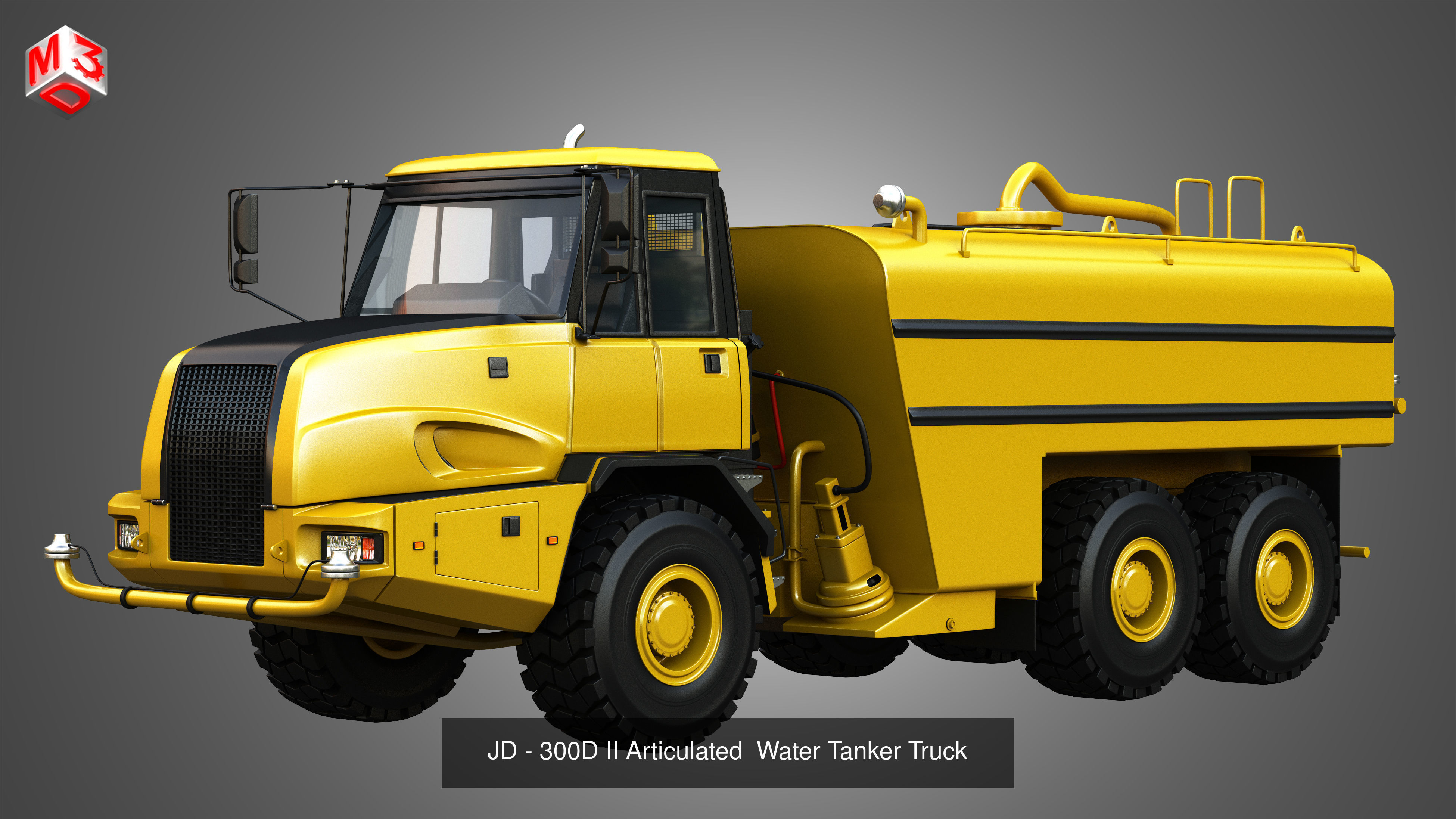  JD - 300D II Articulated Dump - Water Tanker Trucks 2 in 1 3D Model Collection_2