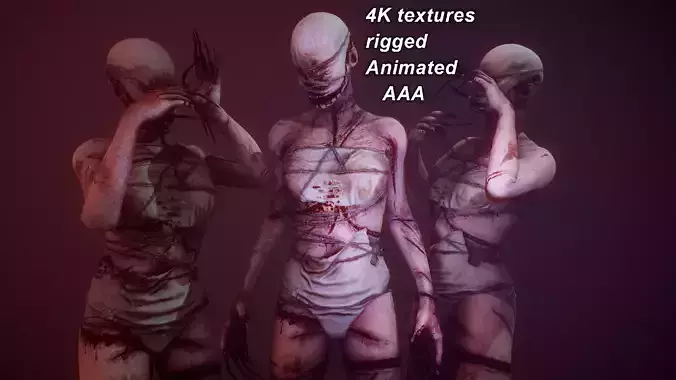 Super Creepy horror enemy Low-poly 3D model