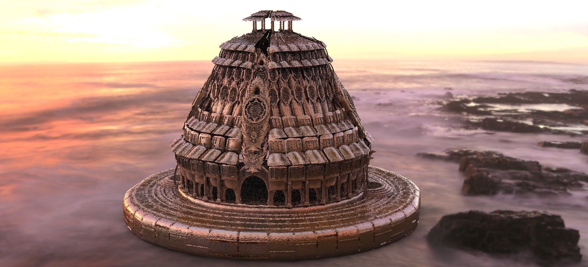 Ancient colosseum Temple Druid 3D model_1