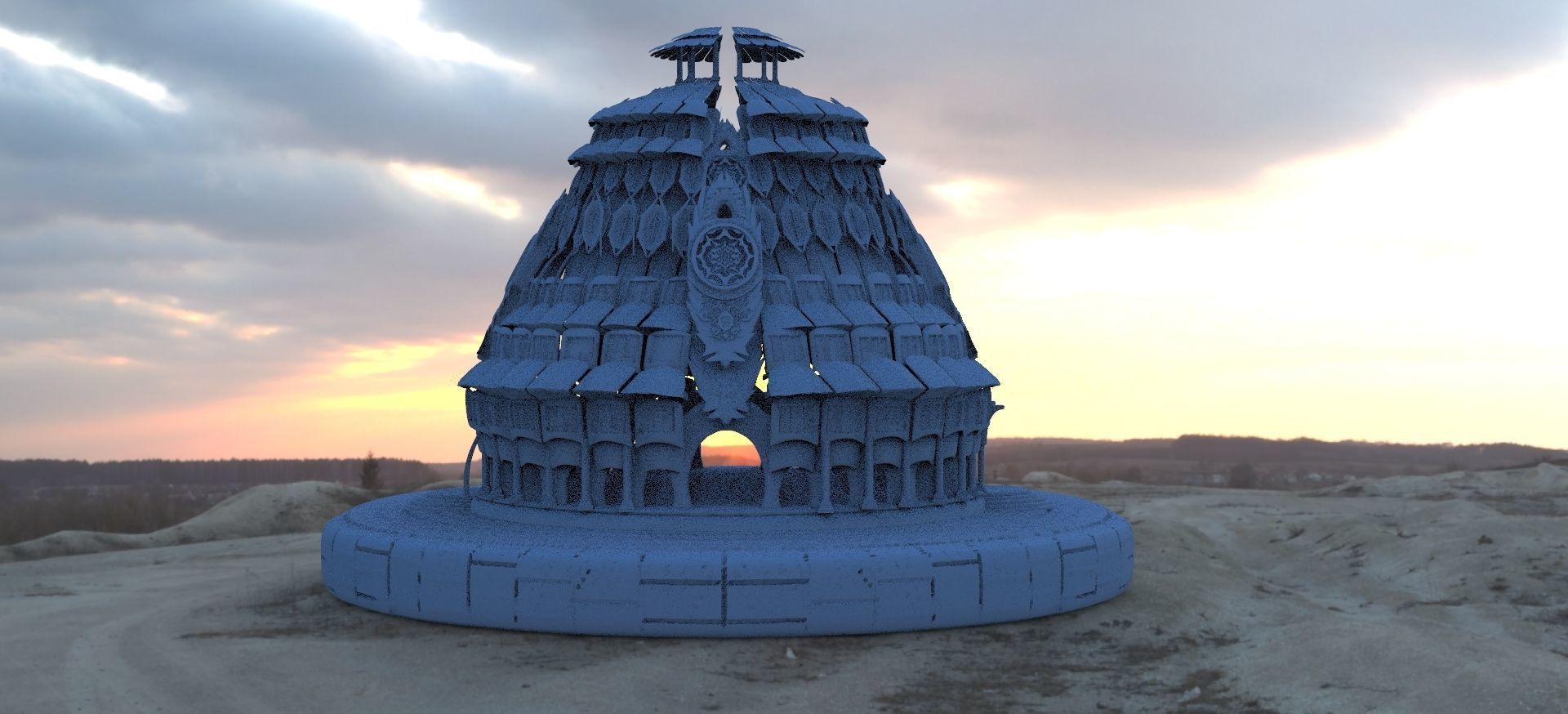 Ancient colosseum Temple Druid 3D model_3