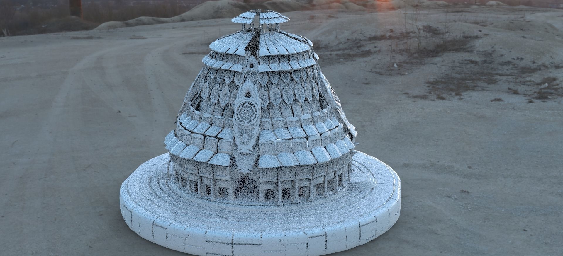 Ancient colosseum Temple Druid 3D model_4