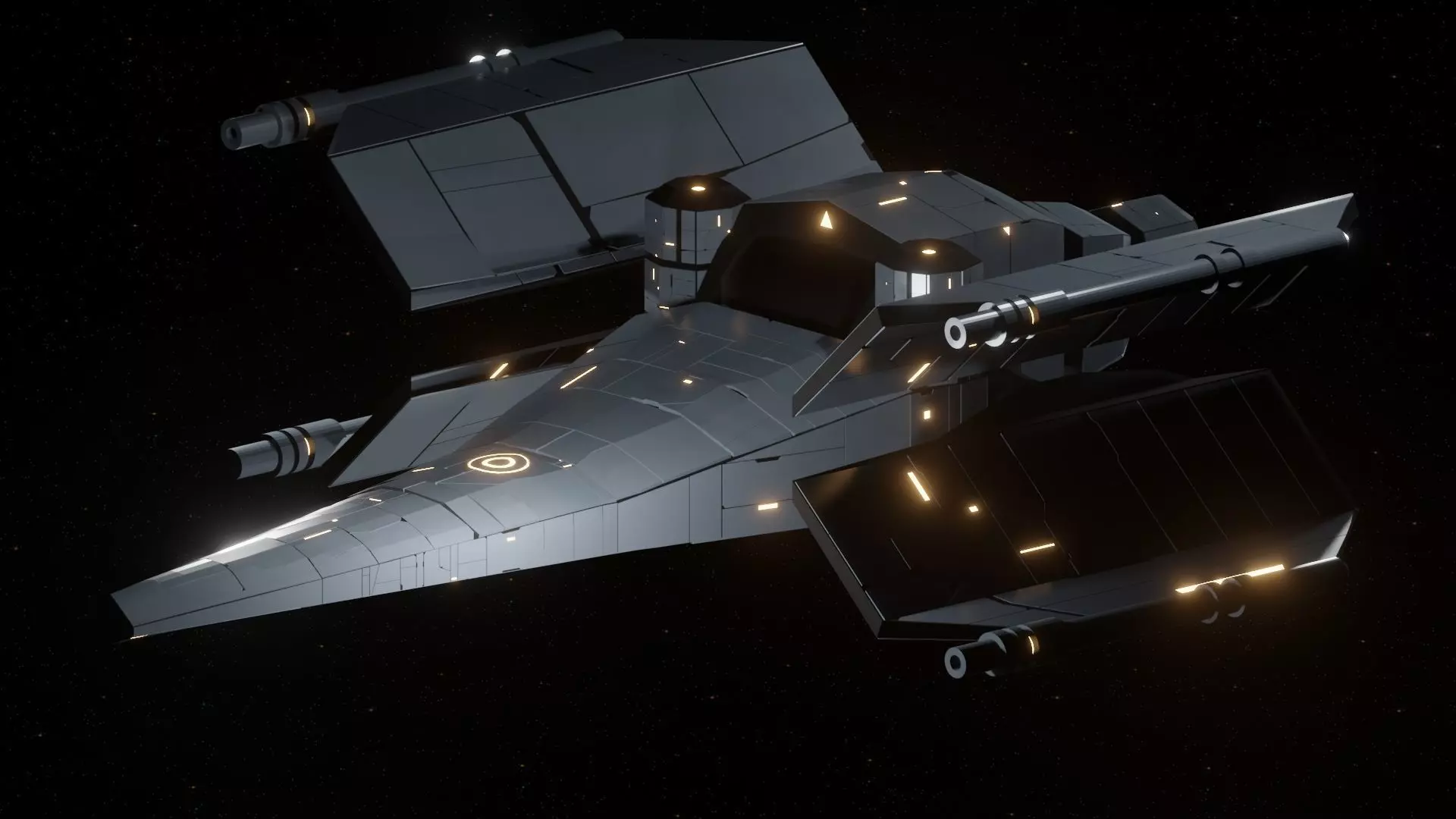 Hunter VI Spaceship Low-poly 3D model_0