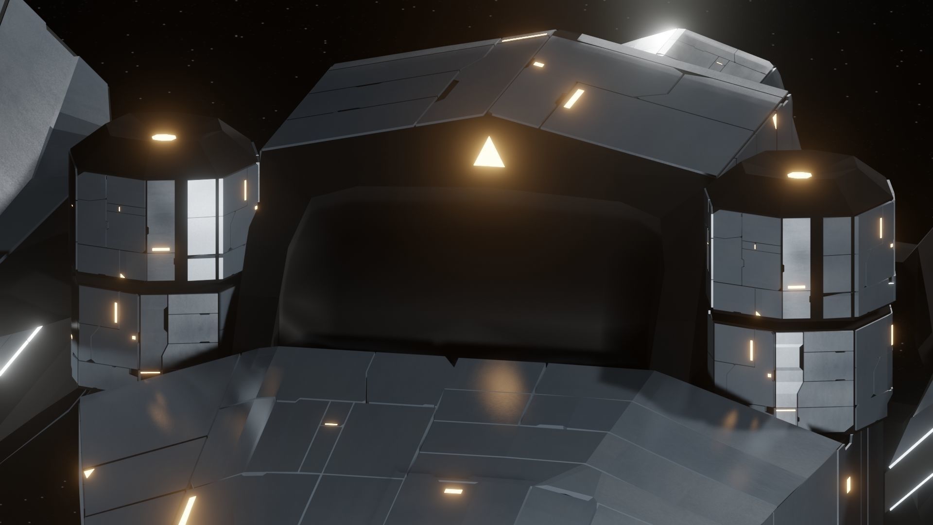 Hunter VI Spaceship Low-poly 3D model_6