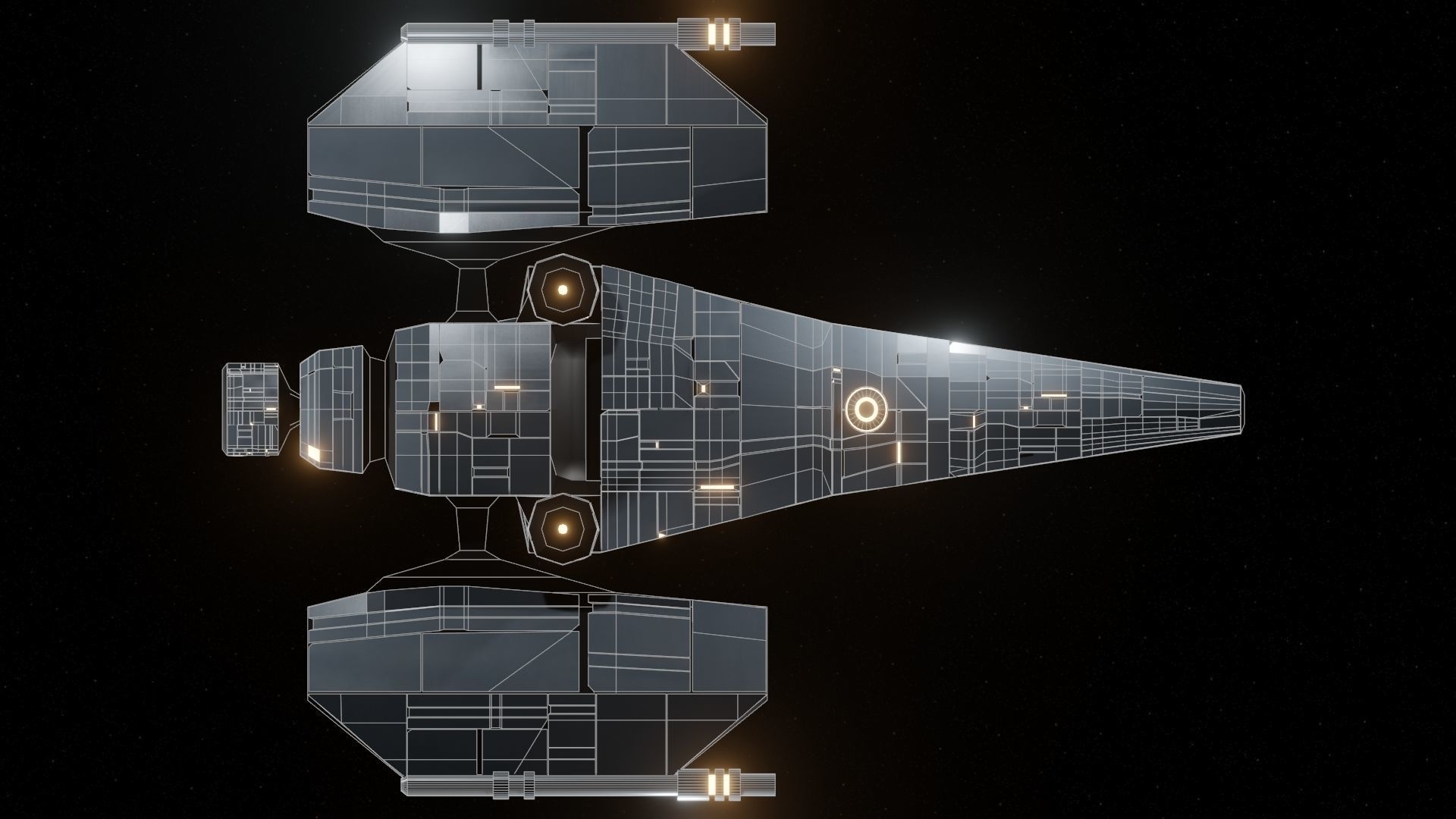 Hunter VI Spaceship Low-poly 3D model_19