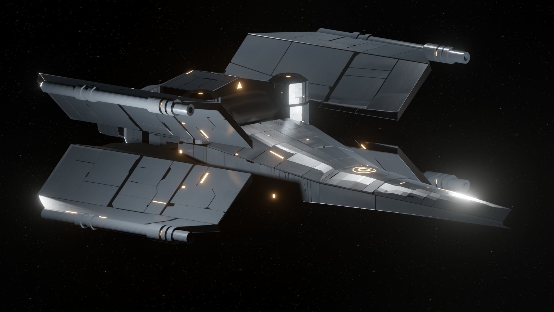 Hunter VI Spaceship Low-poly 3D model_12