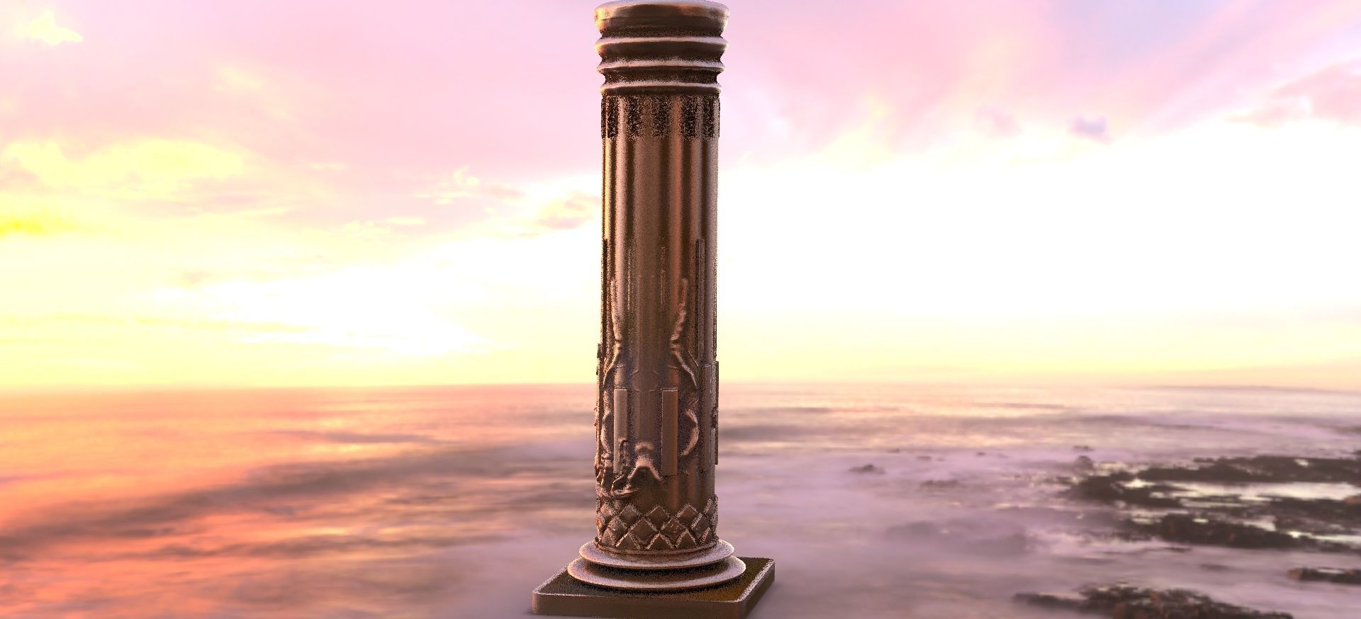 Asian Flame Pillar Fantasy 3D model_1