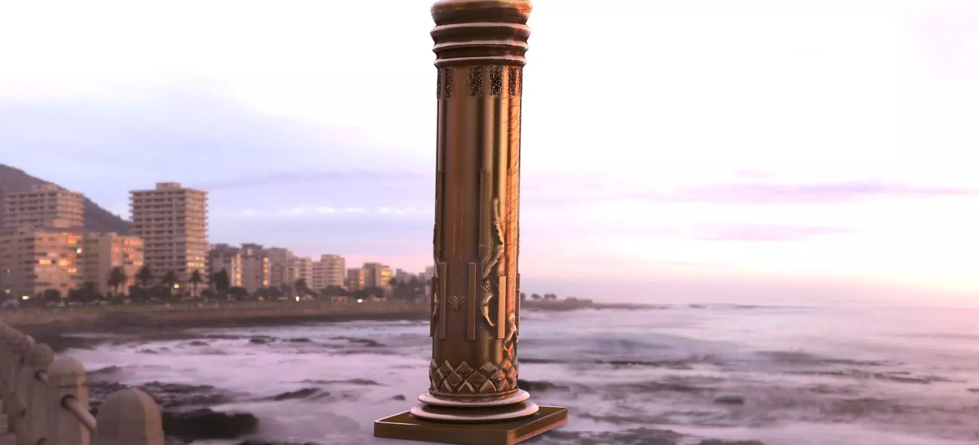 Asian Flame Pillar Fantasy 3D model_0