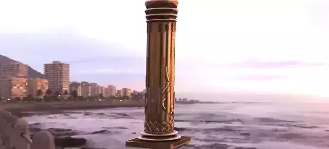 Asian Flame Pillar Fantasy 3D model