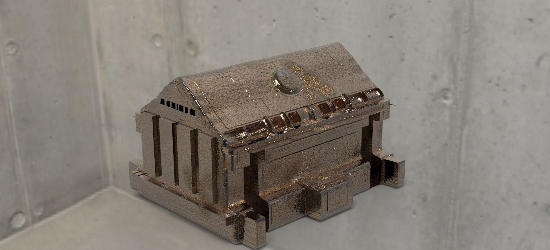 Sun Box Egyptian relic architecture building 3D model_1