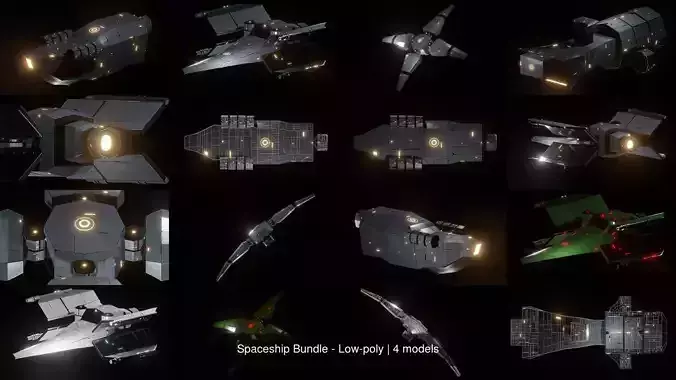 Spaceship Bundle - Low-poly 3D Model Collection