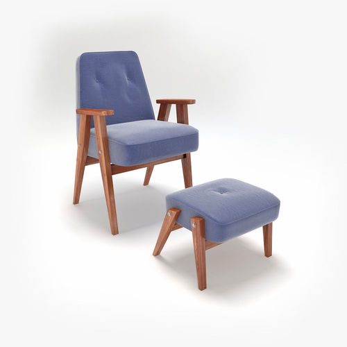 Retro Blue Chair and Ottoman 3D model
