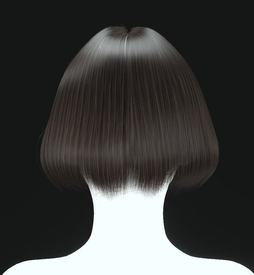 Business Hairstyles - Bob Hair  Low-poly 3D model_4