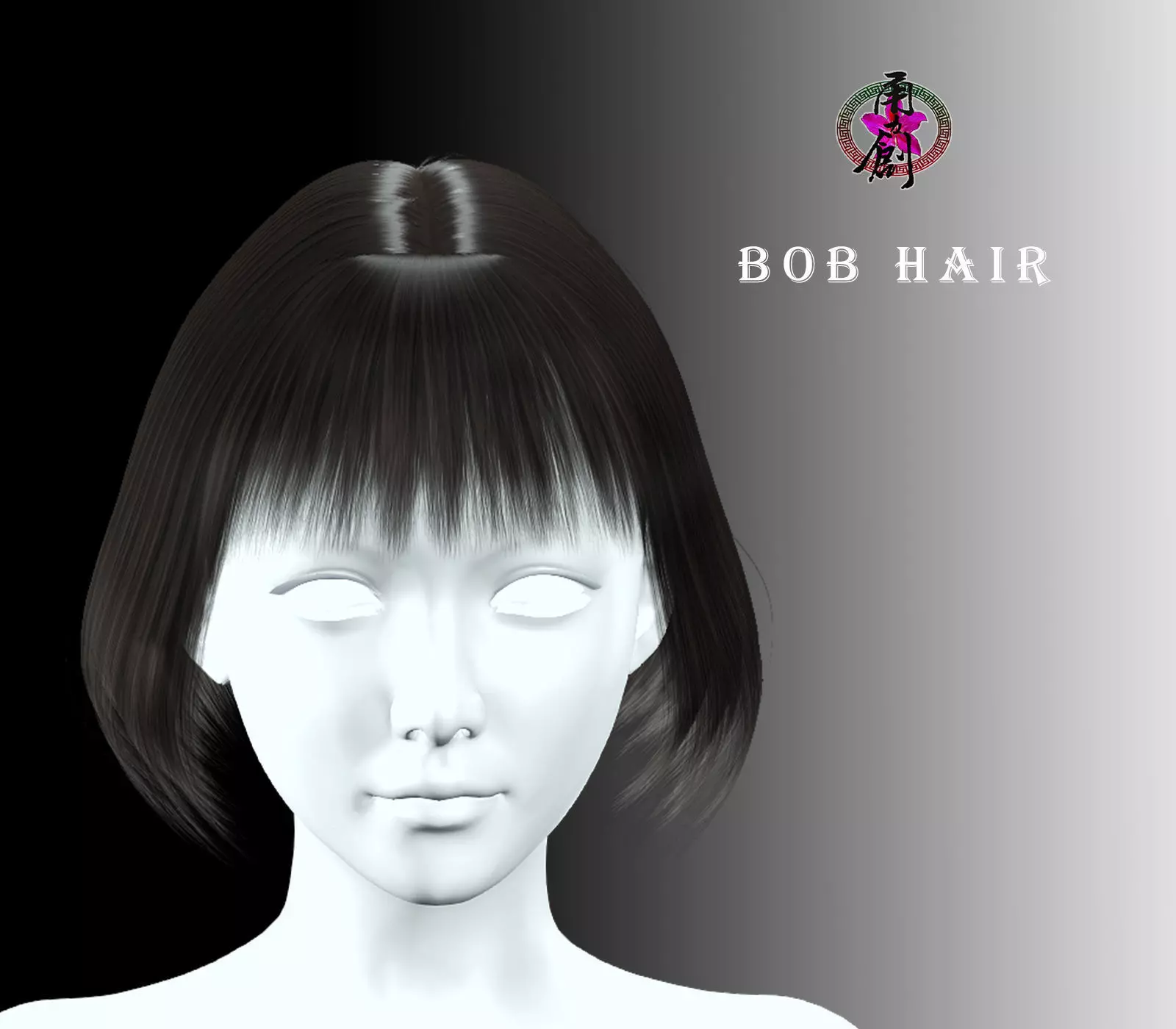 Business Hairstyles - Bob Hair  Low-poly 3D model_0