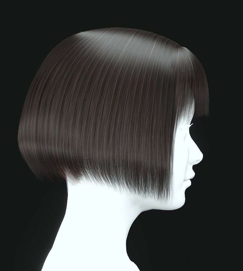 Business Hairstyles - Bob Hair  Low-poly 3D model_3