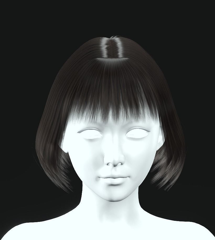 Business Hairstyles - Bob Hair  Low-poly 3D model_1
