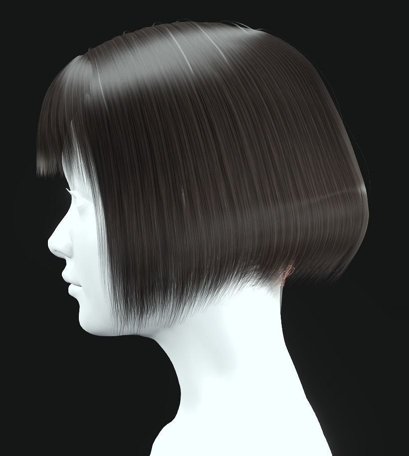 Business Hairstyles - Bob Hair  Low-poly 3D model_2