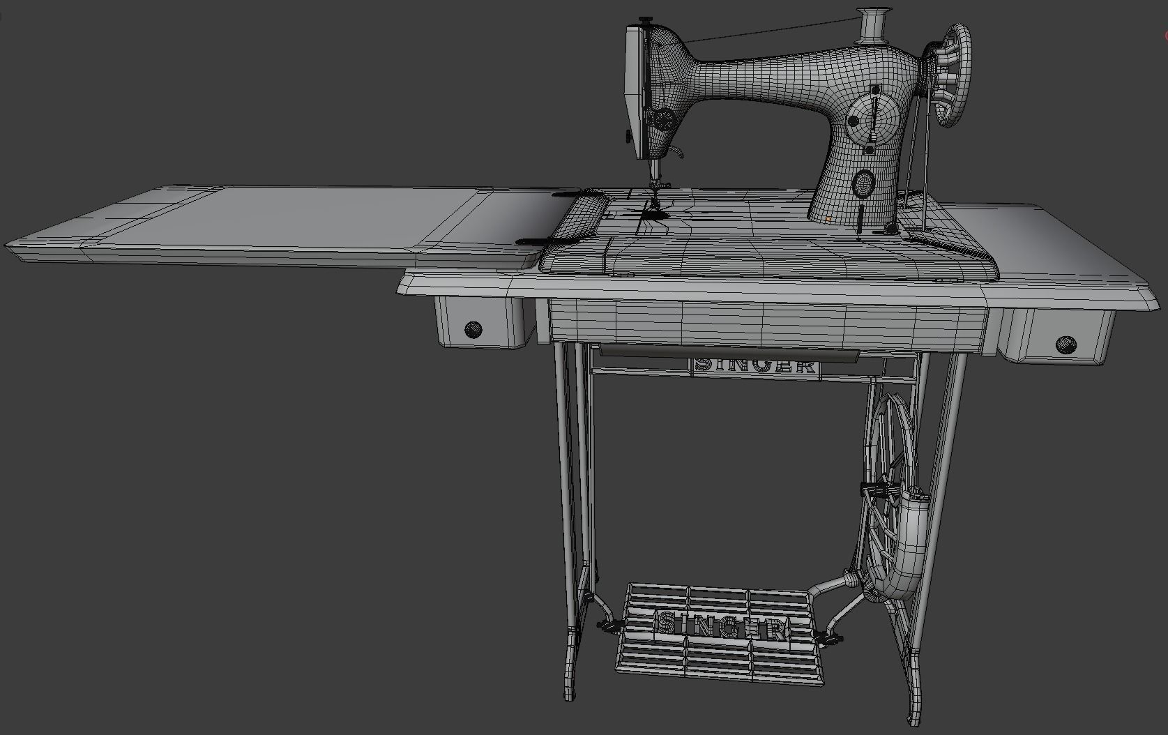retro sawing machine Singger brand 3D model_3