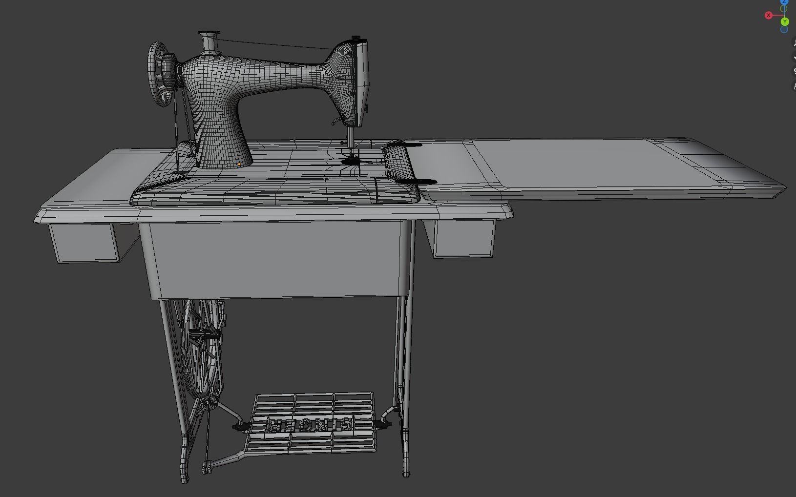 retro sawing machine Singger brand 3D model_4