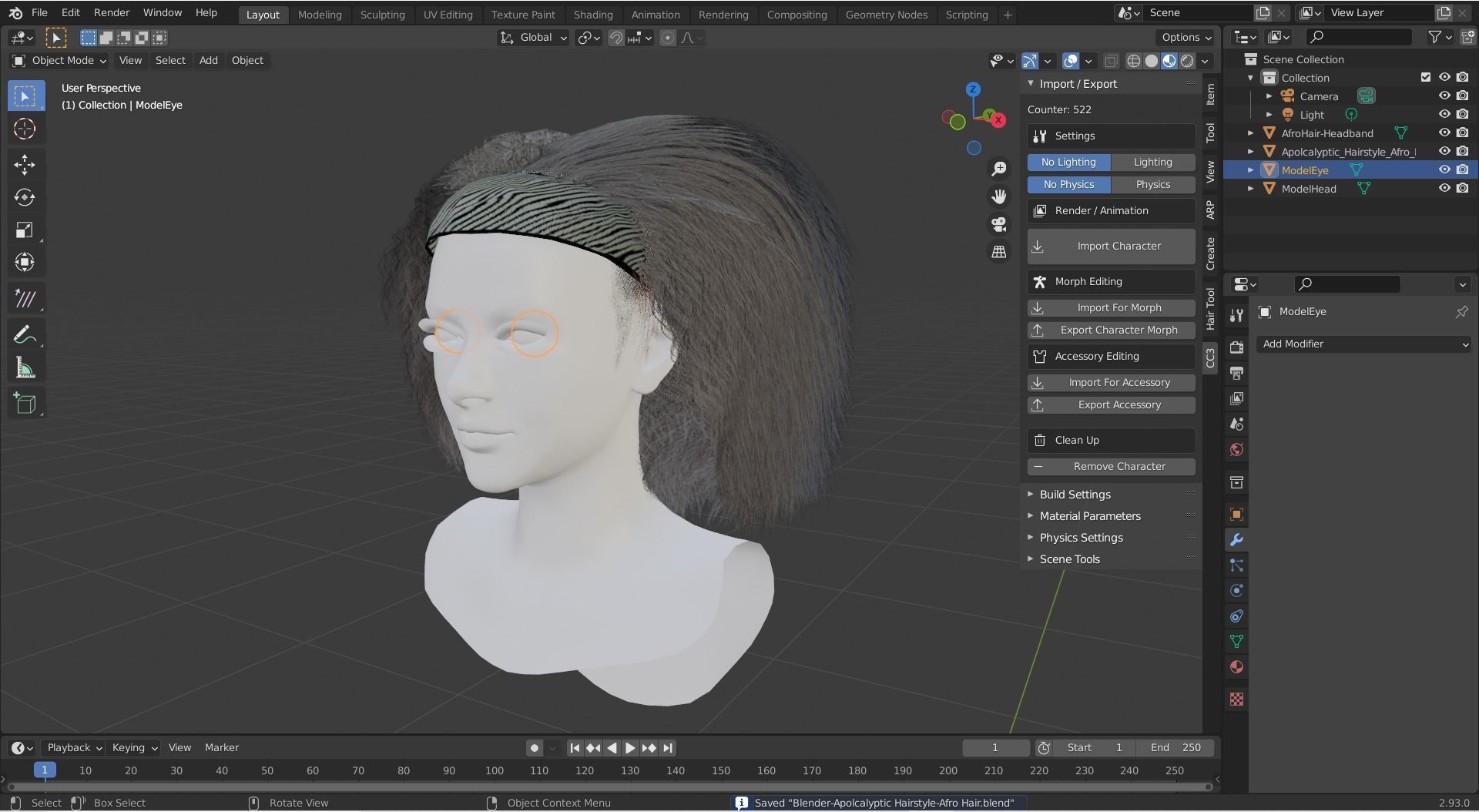 Apolcalyptic Hairstyle-Afro Hair Low-poly 3D model_6