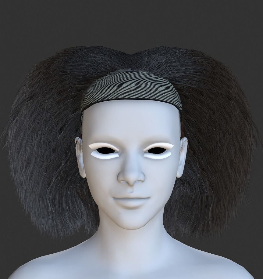 Apolcalyptic Hairstyle-Afro Hair Low-poly 3D model_1