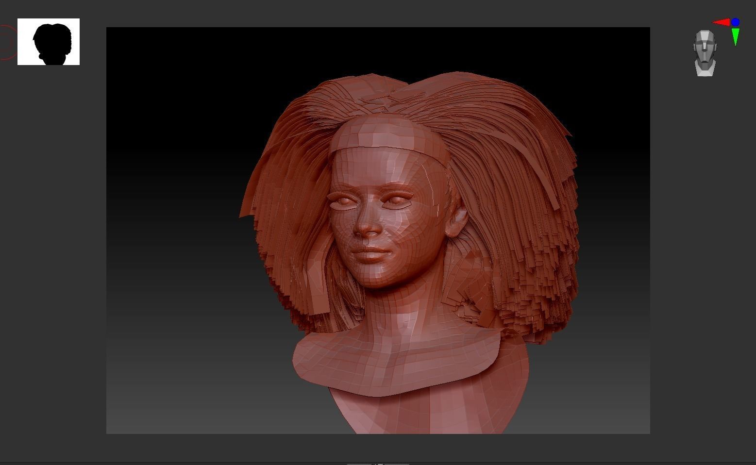 Apolcalyptic Hairstyle-Afro Hair Low-poly 3D model_5