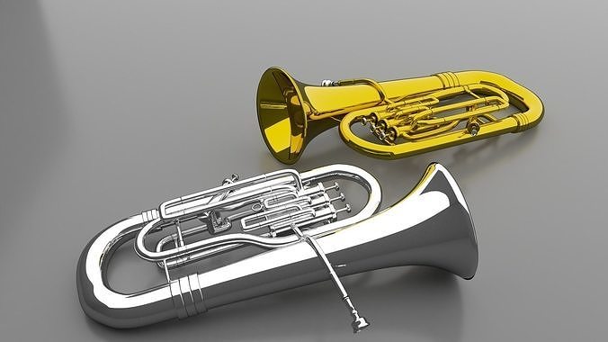 Euphonium tuba and trumpet 3D model
