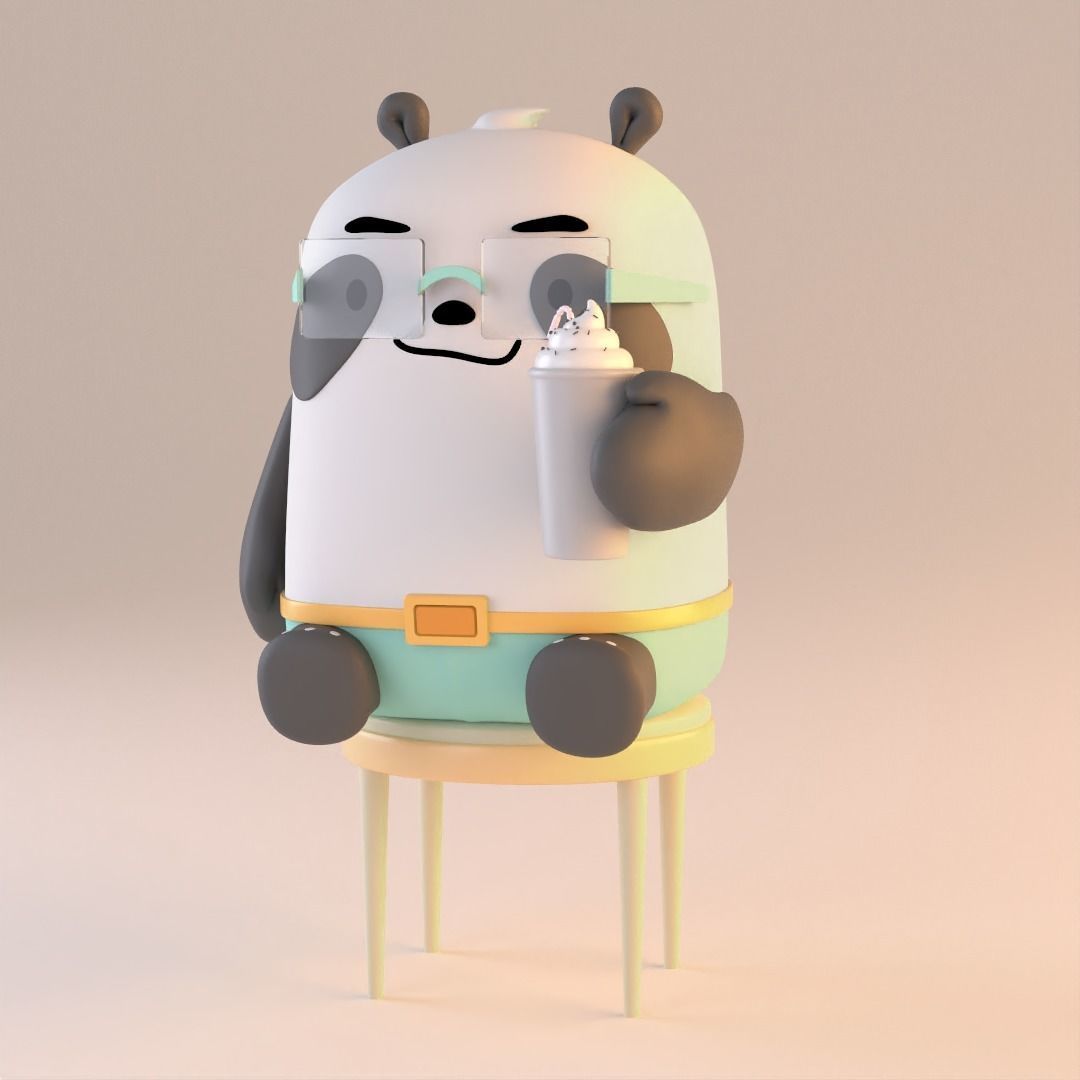 Panda Coffee 3D print model_2