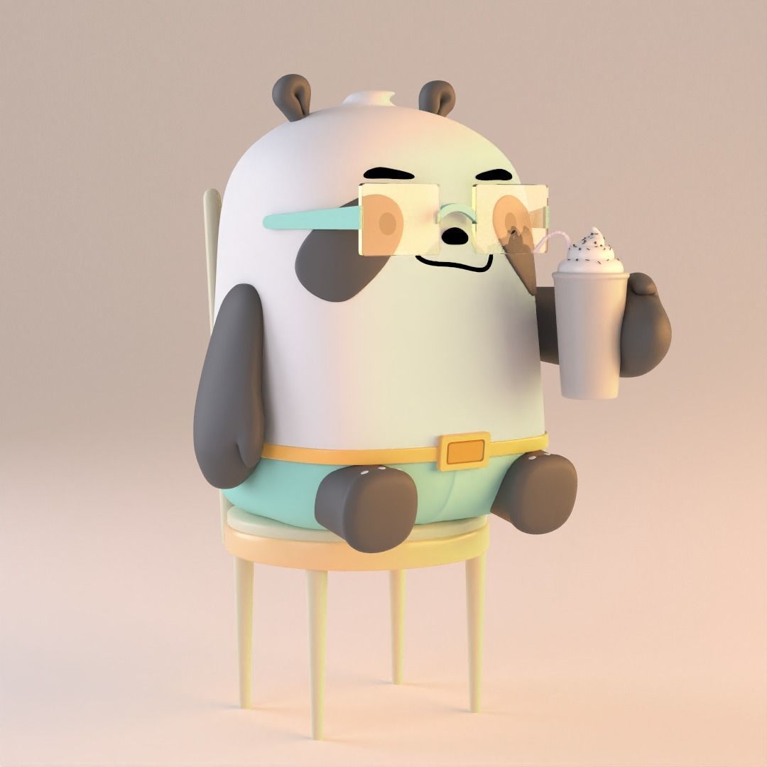 Panda Coffee 3D print model_3