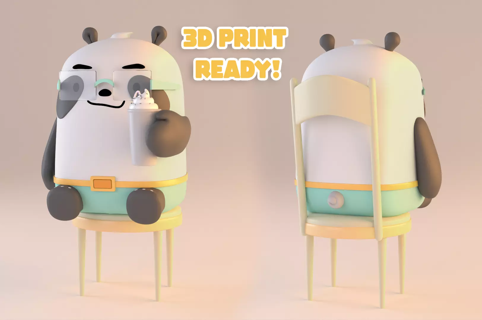 Panda Coffee 3D print model_0
